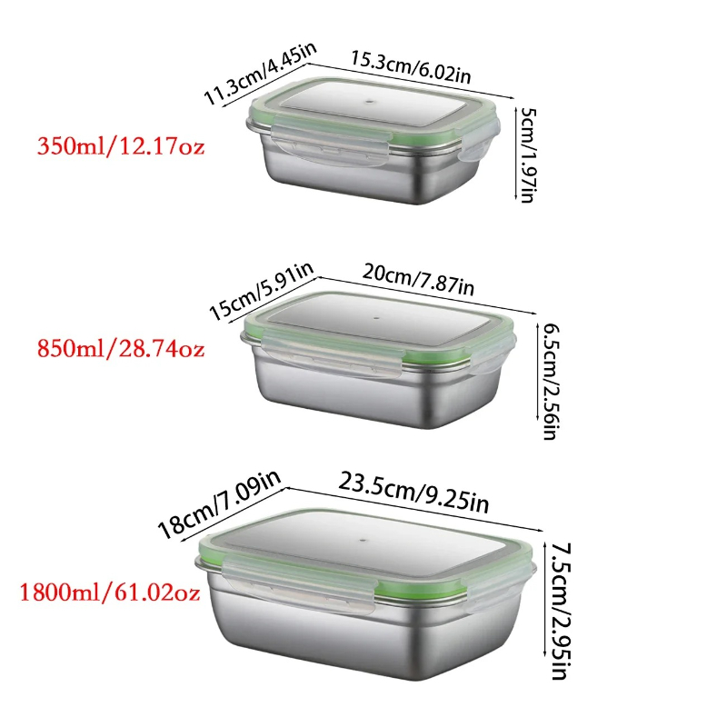 Boîte à déjeuner en acier inox - Food Storage Kitchen Container Set avis et prix